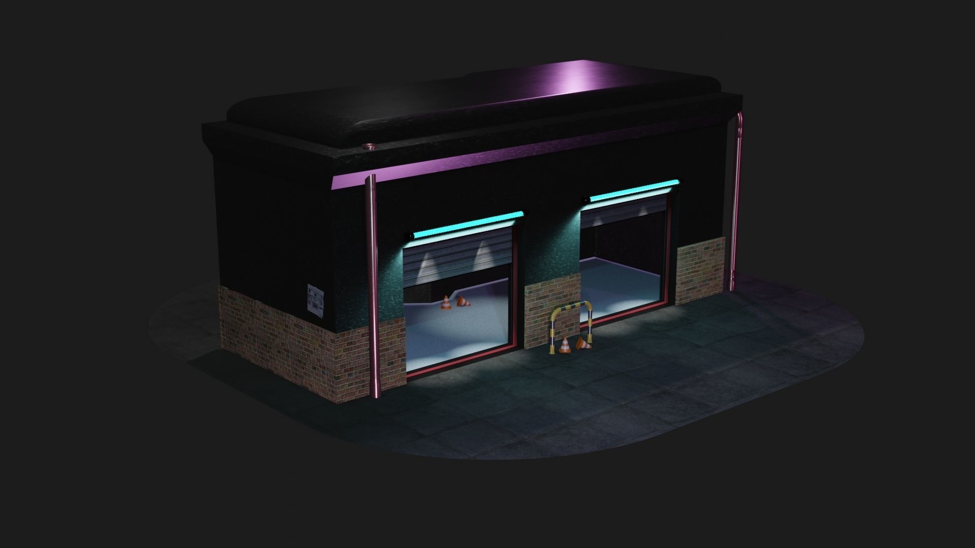 3D model Garage cyberpunk inspired VR / AR / lowpoly CGTrader