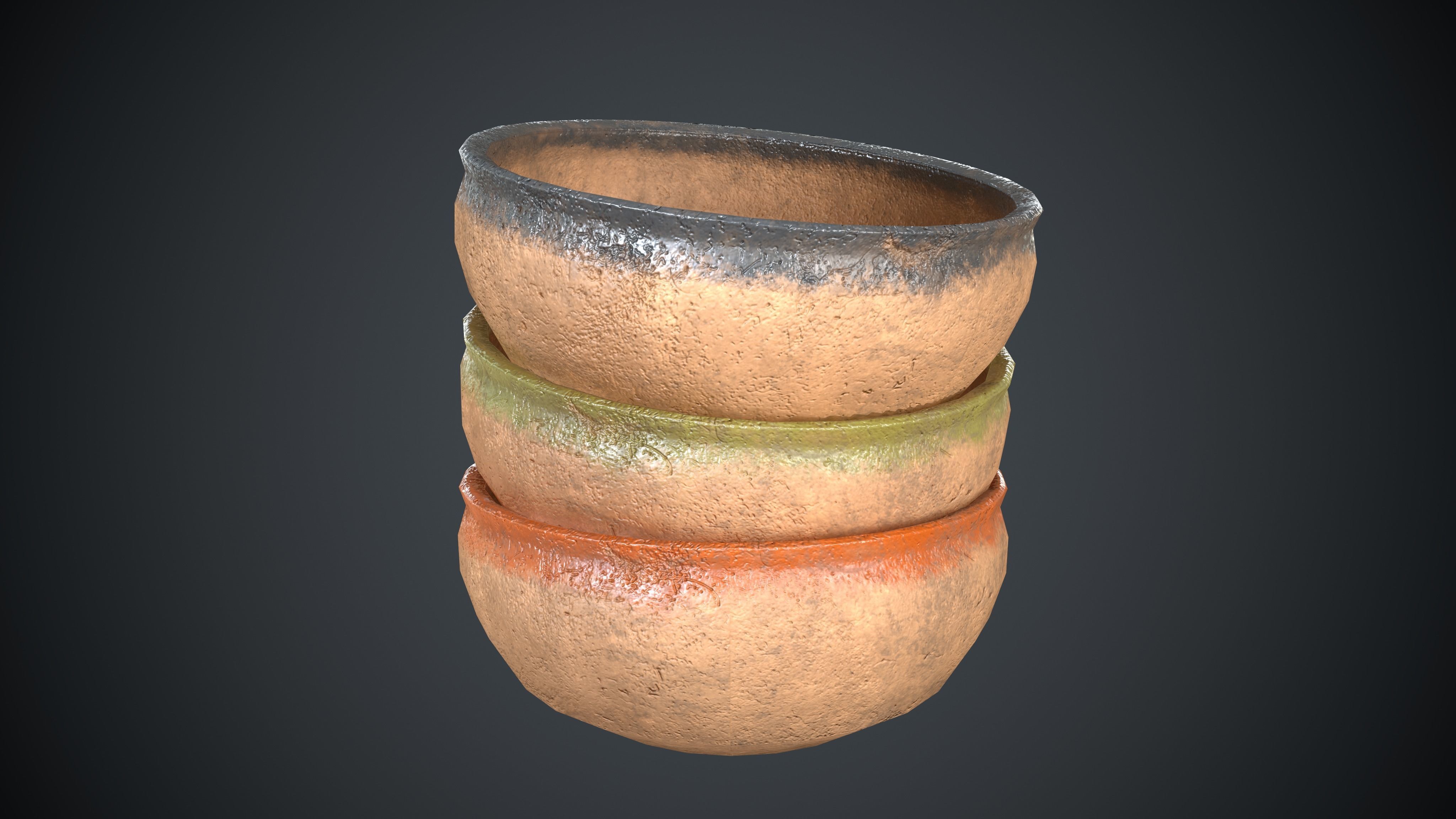 Vase Old Painted Low-poly 3D model_4