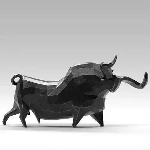 Geometric black bull figurine