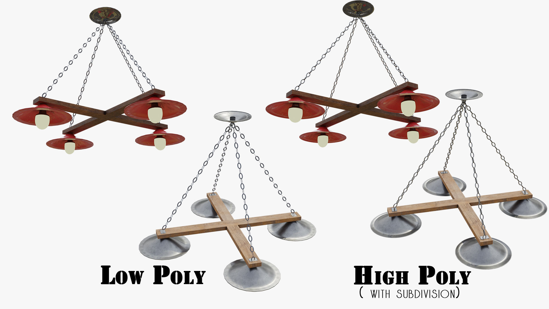 Plane Square Chain with PBR RustMetal BONUS Low-poly 3D model_6