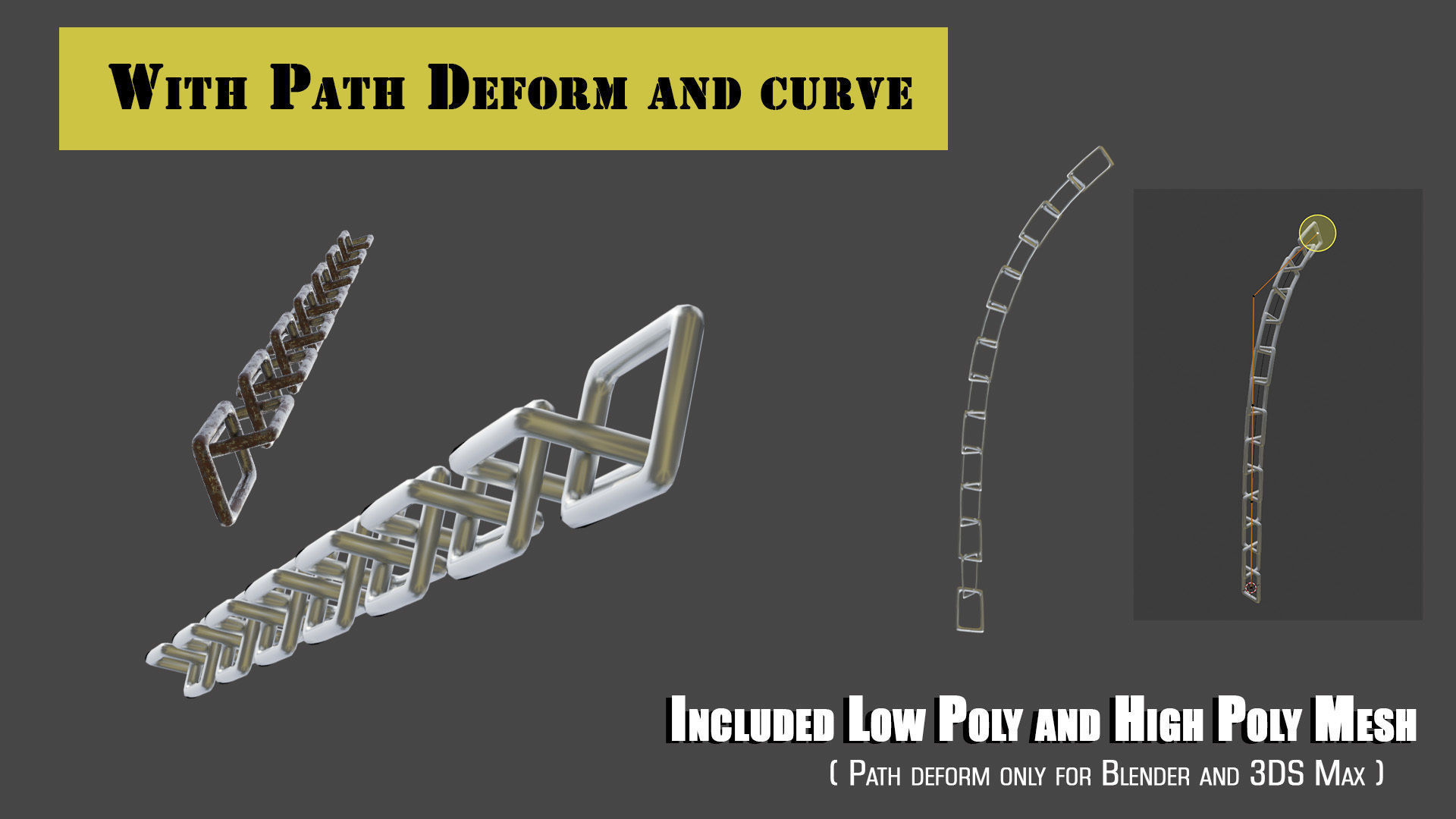 Plane Square Chain with PBR RustMetal BONUS Low-poly 3D model_1