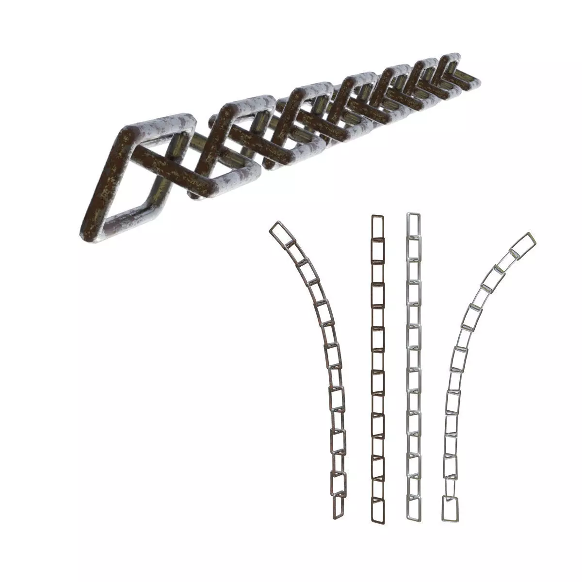 Plane Square Chain with PBR RustMetal BONUS Low-poly 3D model_0