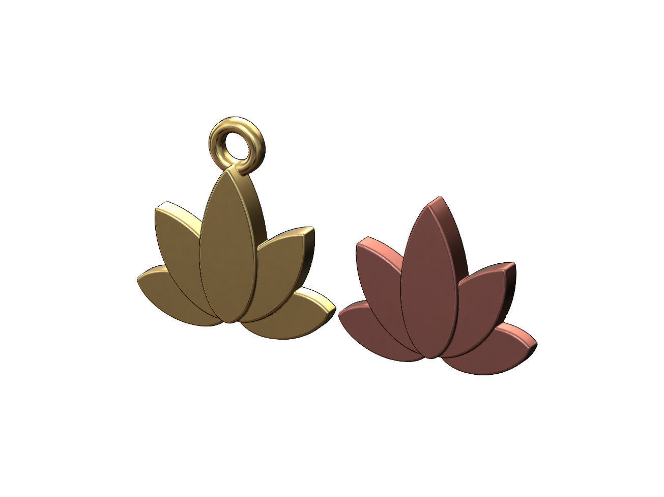 Simple Lotus pendant charm and ornament 3D print model_1