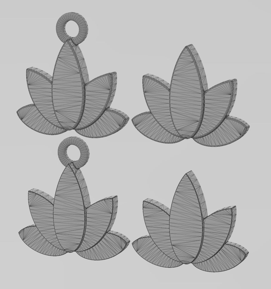 Simple Lotus pendant charm and ornament 3D print model_11