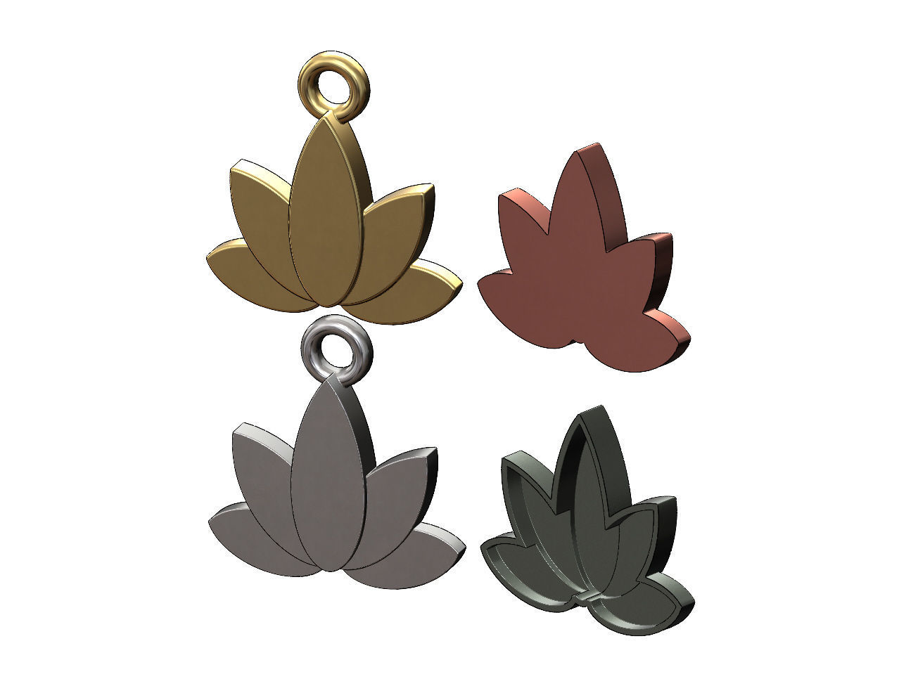 Simple Lotus pendant charm and ornament 3D print model_2