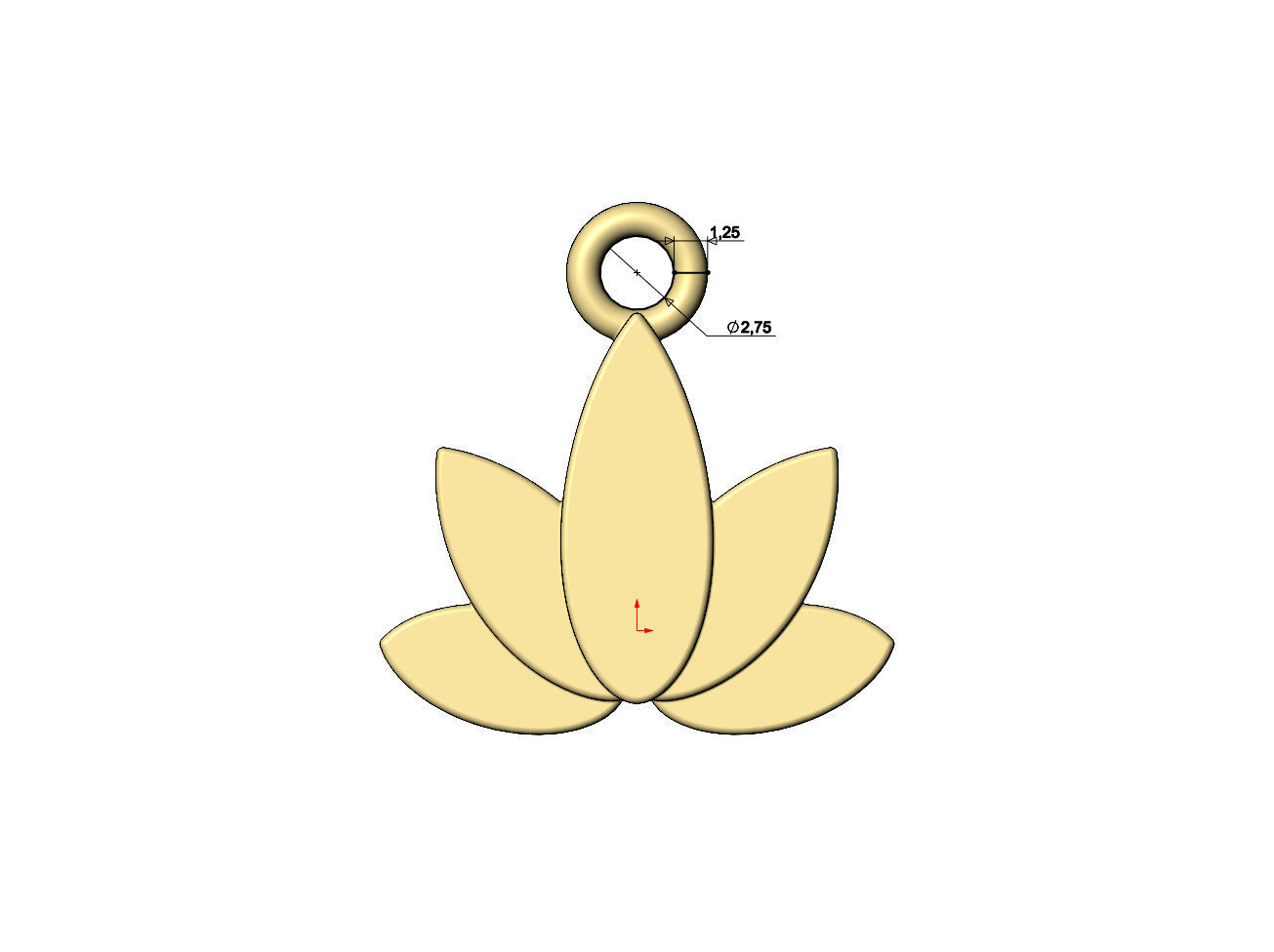 Simple Lotus pendant charm and ornament 3D print model_5