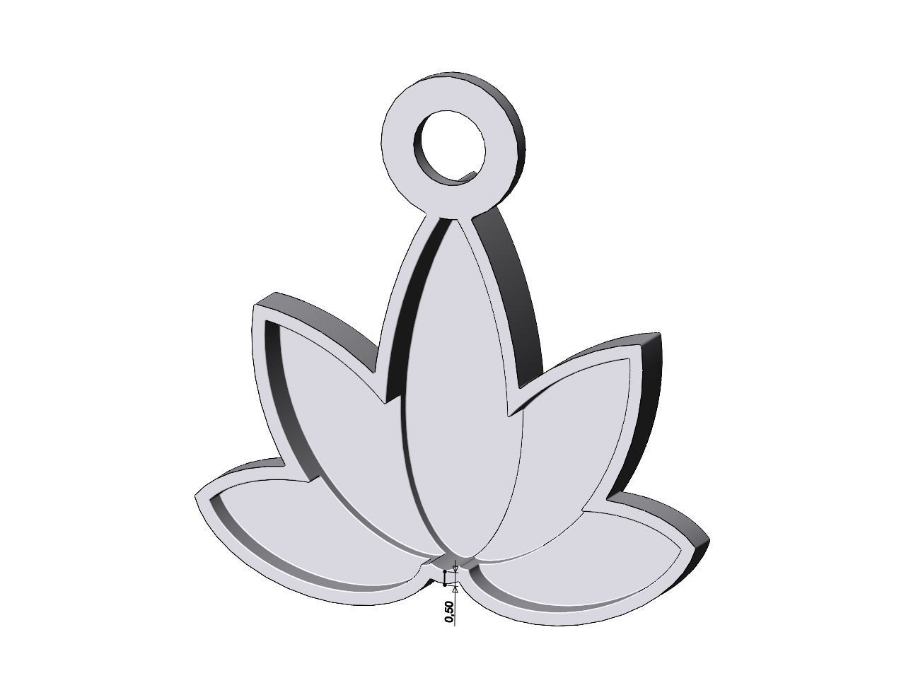 Simple Lotus pendant charm and ornament 3D print model_7