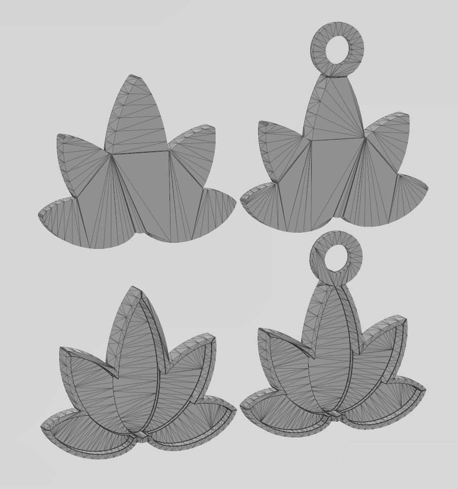 Simple Lotus pendant charm and ornament 3D print model_15