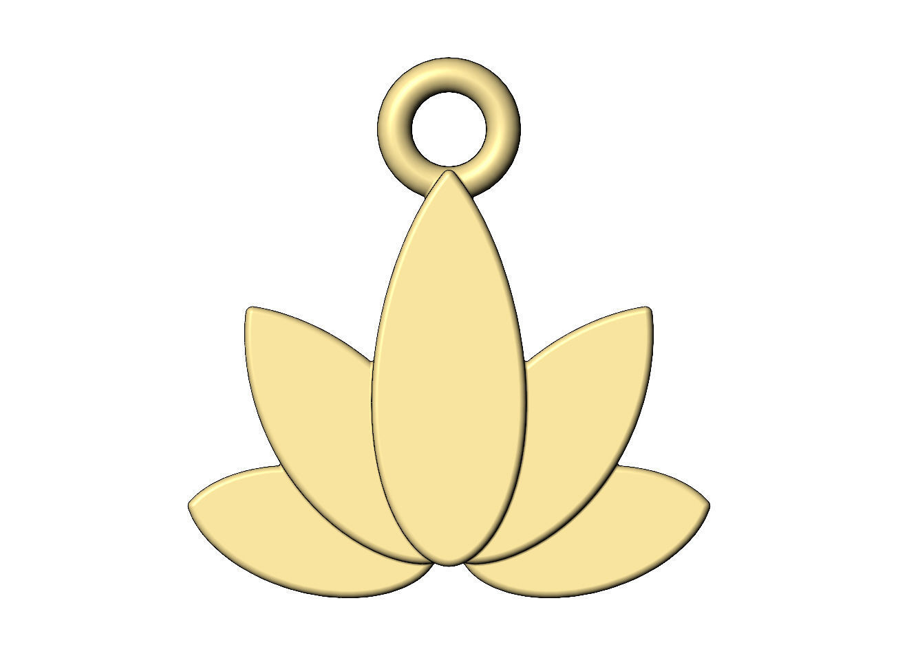 Simple Lotus pendant charm and ornament 3D print model_3