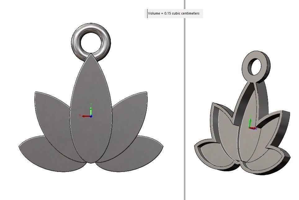 Simple Lotus pendant charm and ornament 3D print model_12