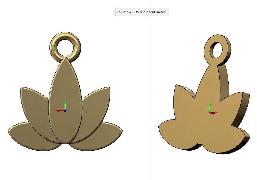 Simple Lotus pendant charm and ornament 3D print model_8