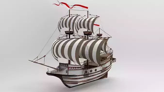 Sailboat sailing ship 3D model