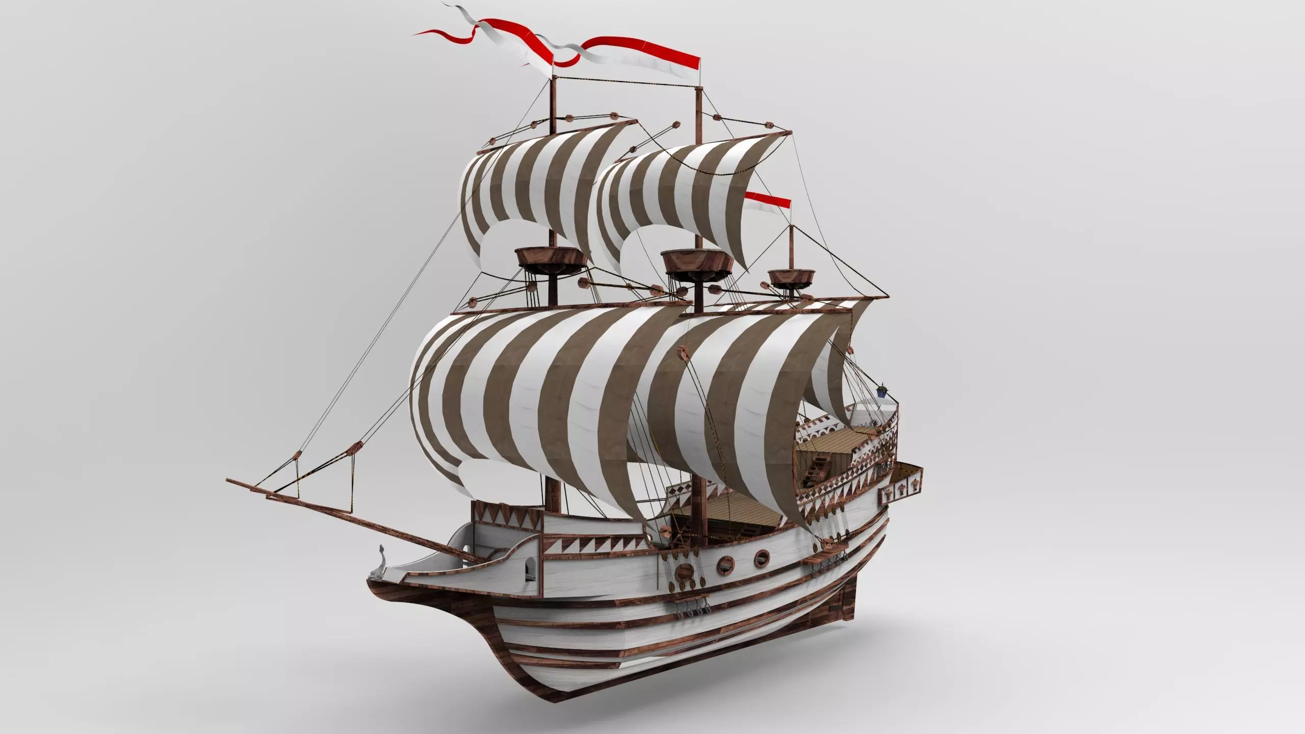 Sailboat sailing ship 3D model_0