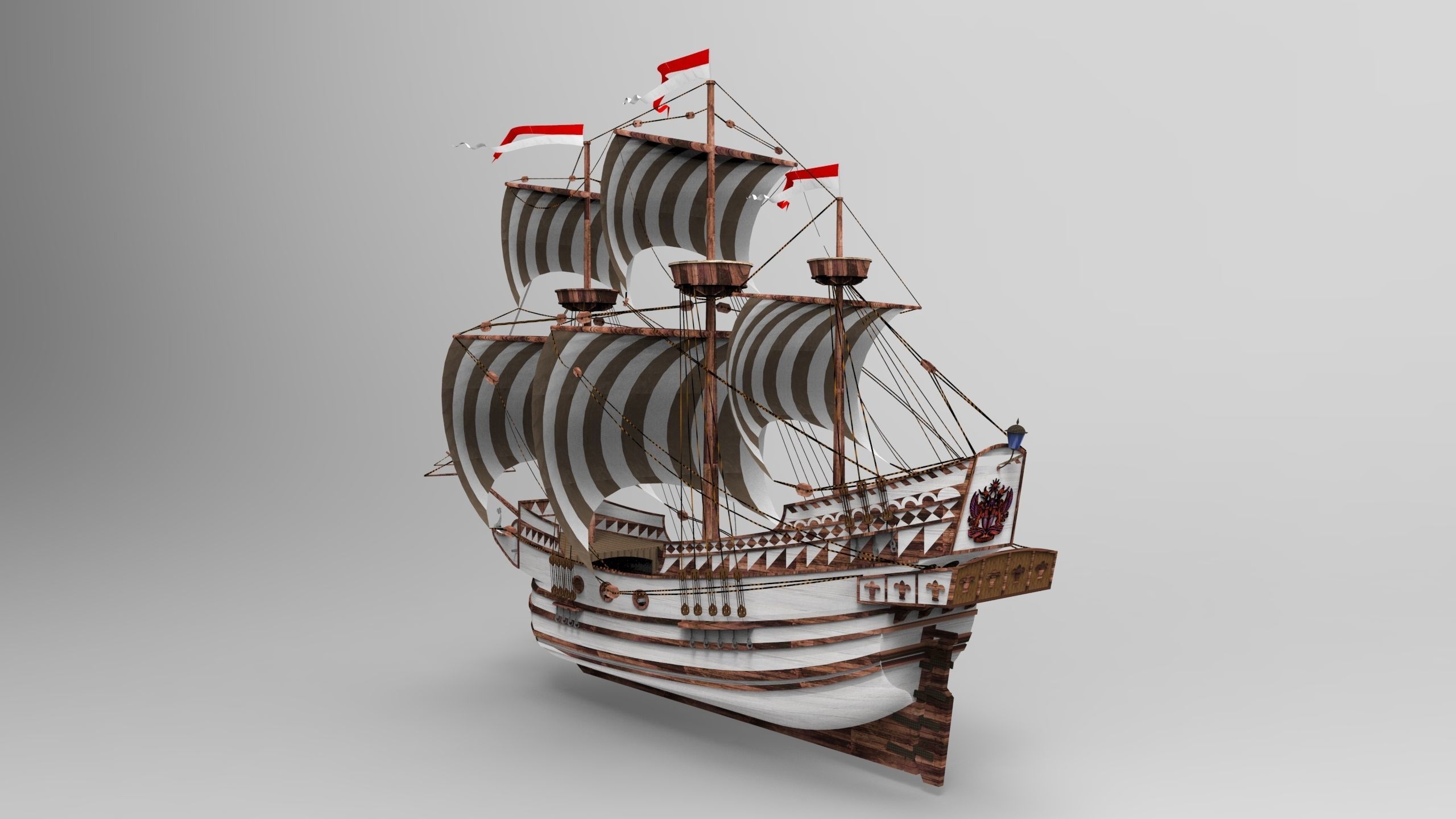 Sailboat sailing ship 3D model_5