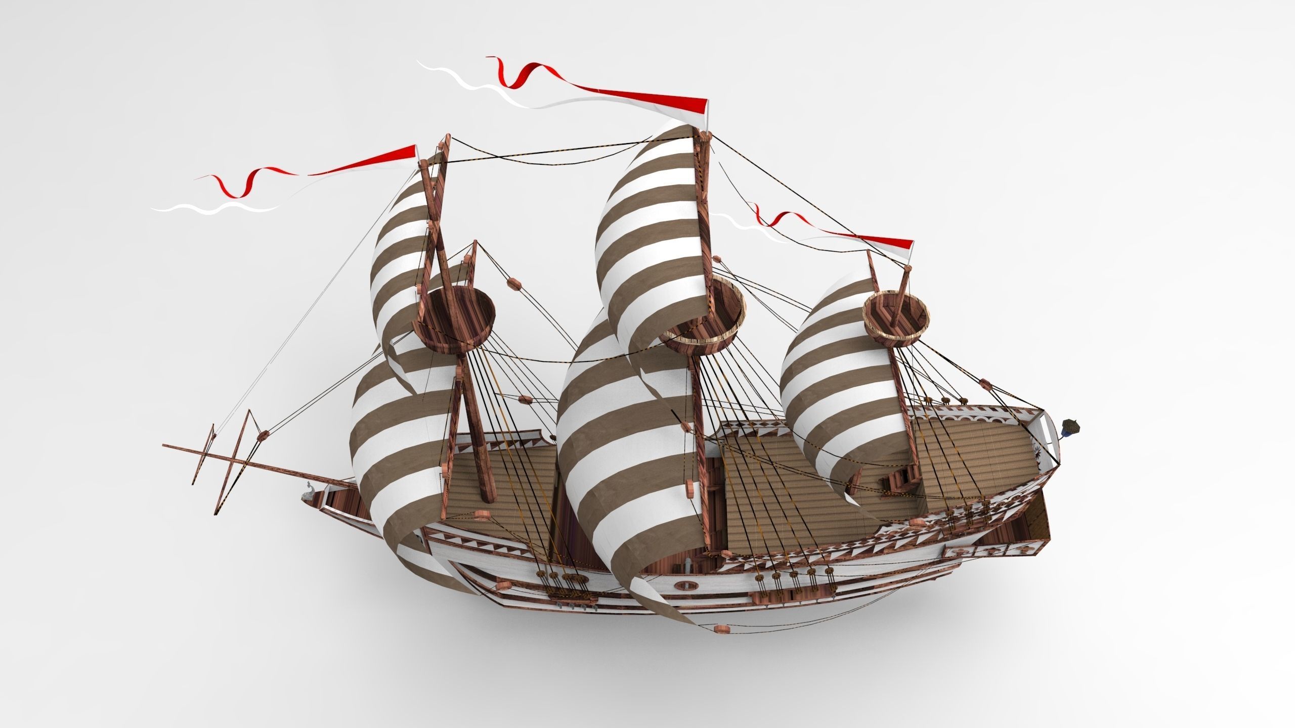 Sailboat sailing ship 3D model_4
