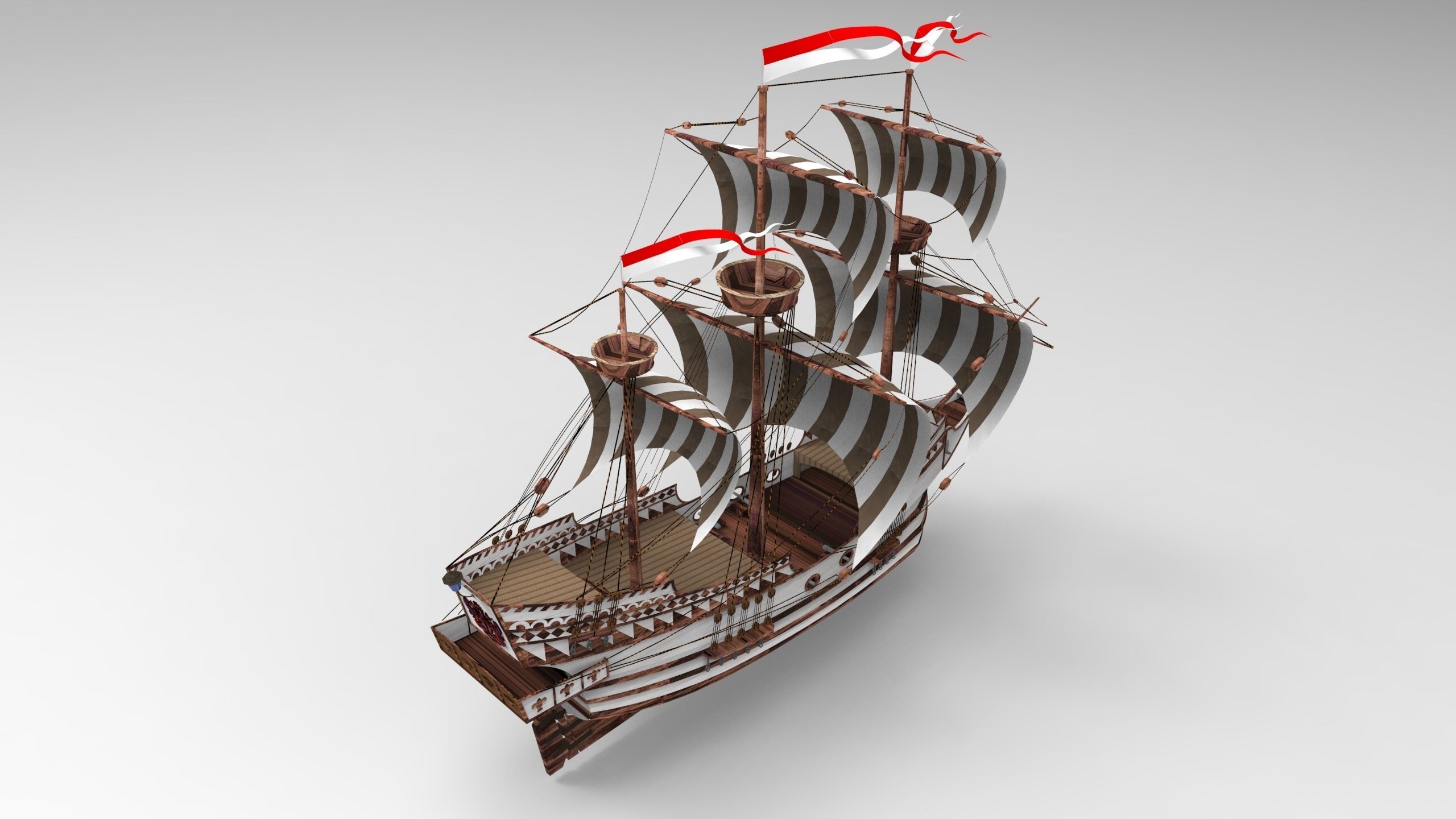 Sailboat sailing ship 3D model_3