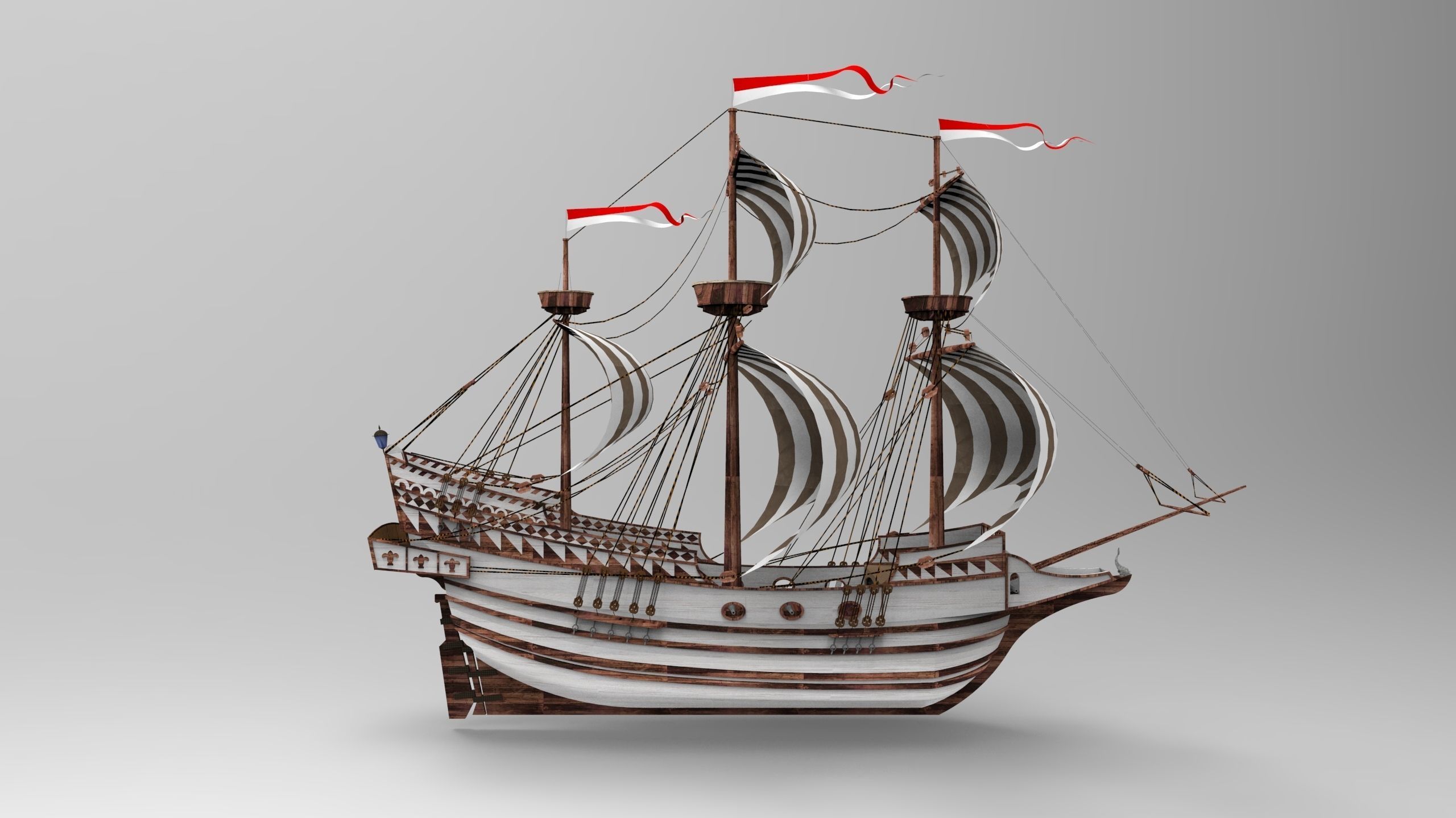 Sailboat sailing ship 3D model_1