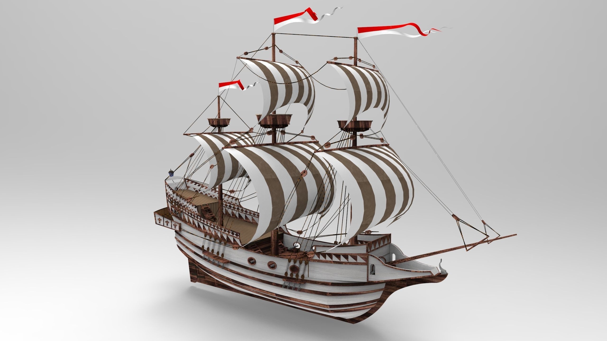 Sailboat sailing ship 3D model_6
