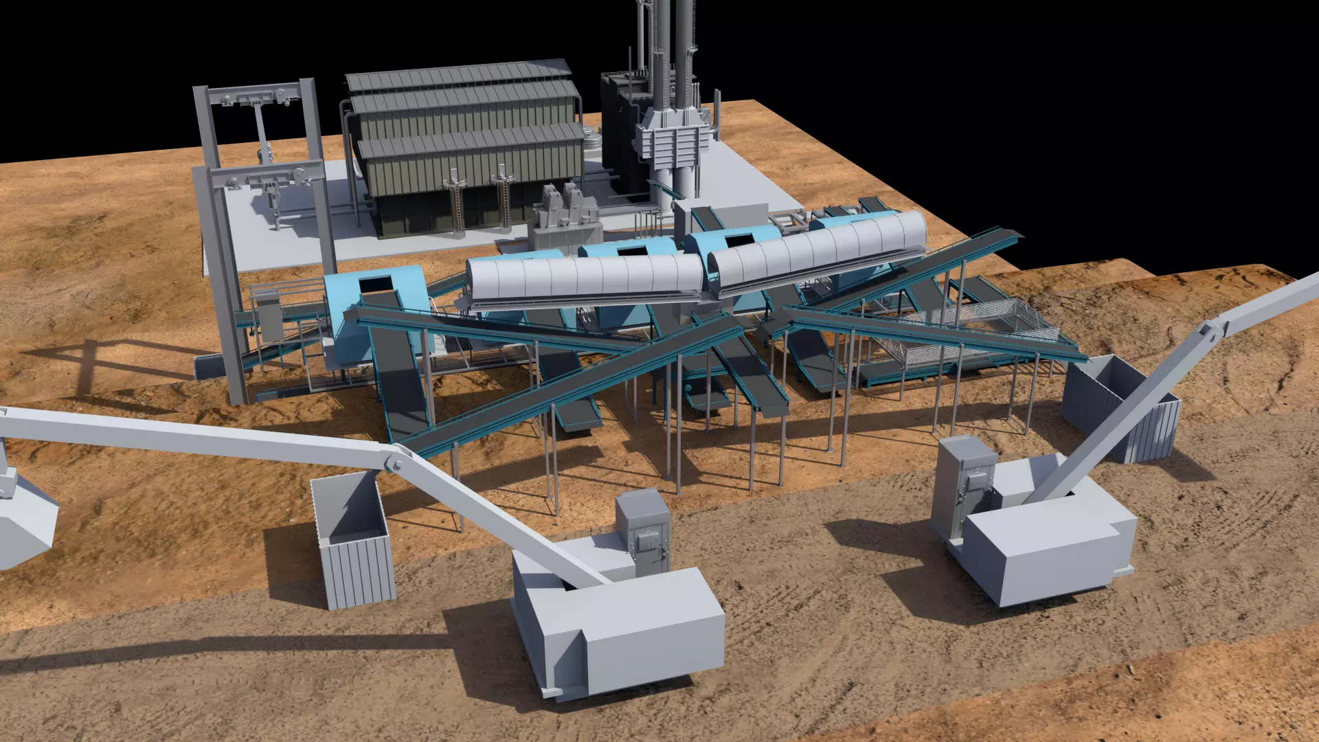FACTORY power plant in desert 3D model