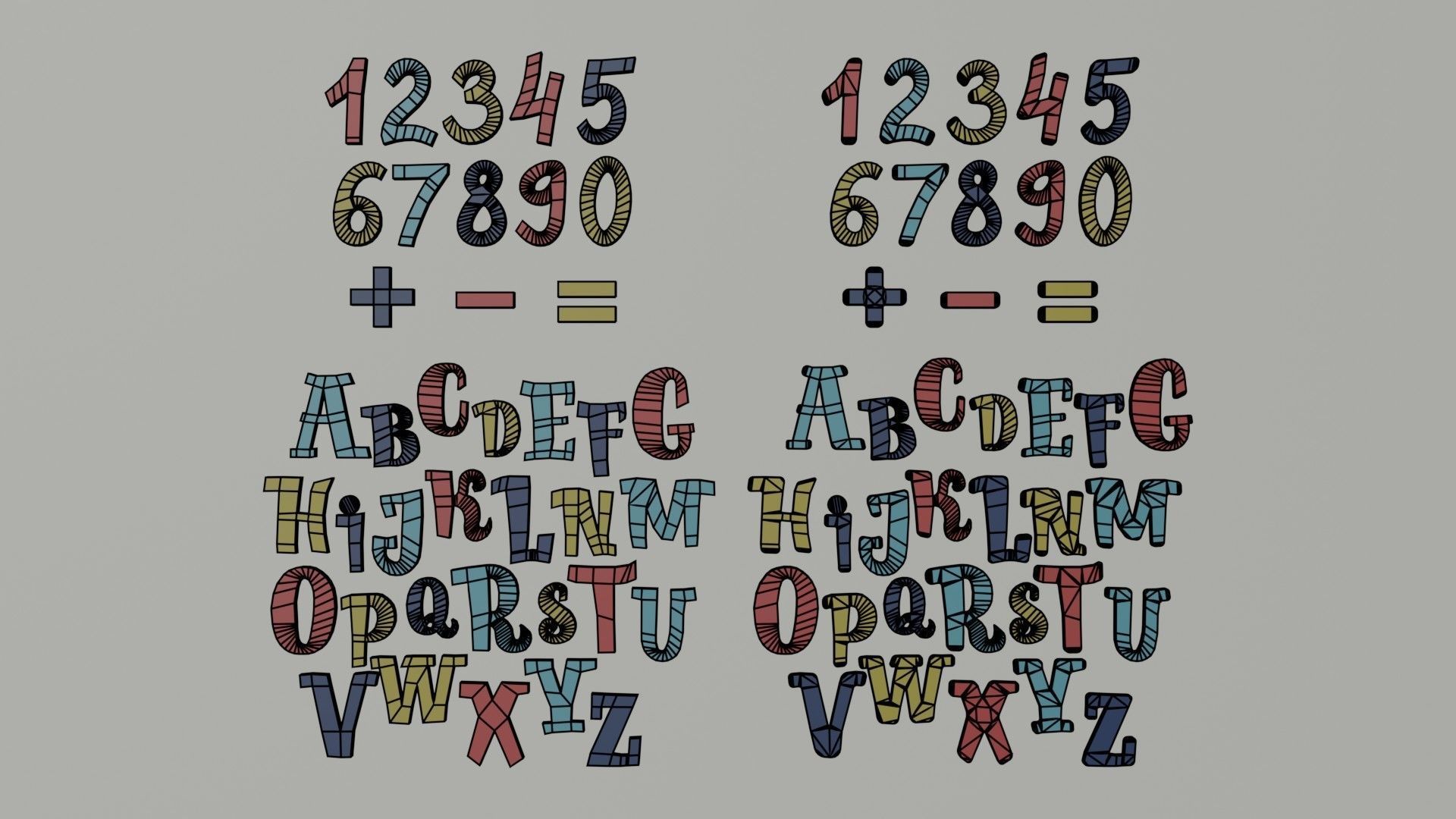 Cartoon Alphabet Low-poly 3D model_6