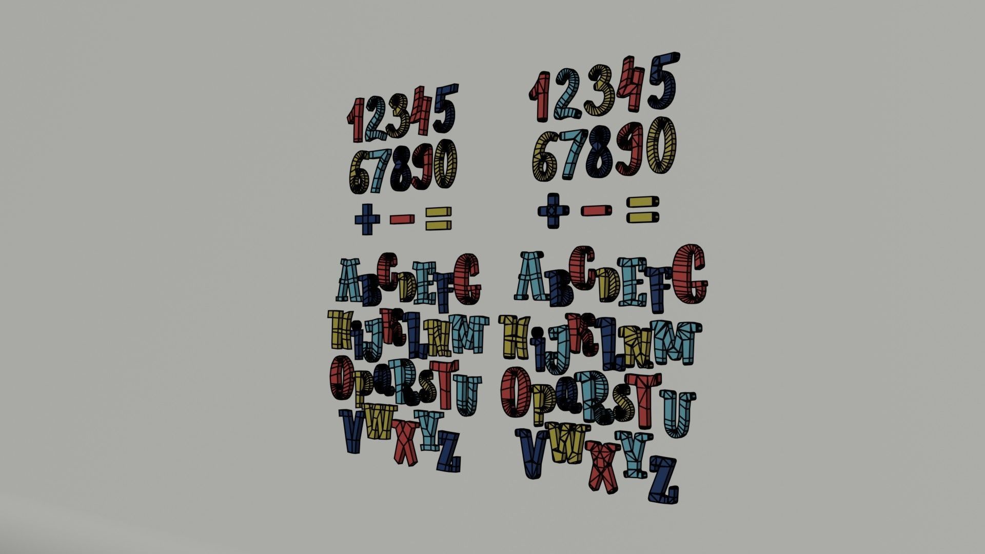 Cartoon Alphabet Low-poly 3D model_7