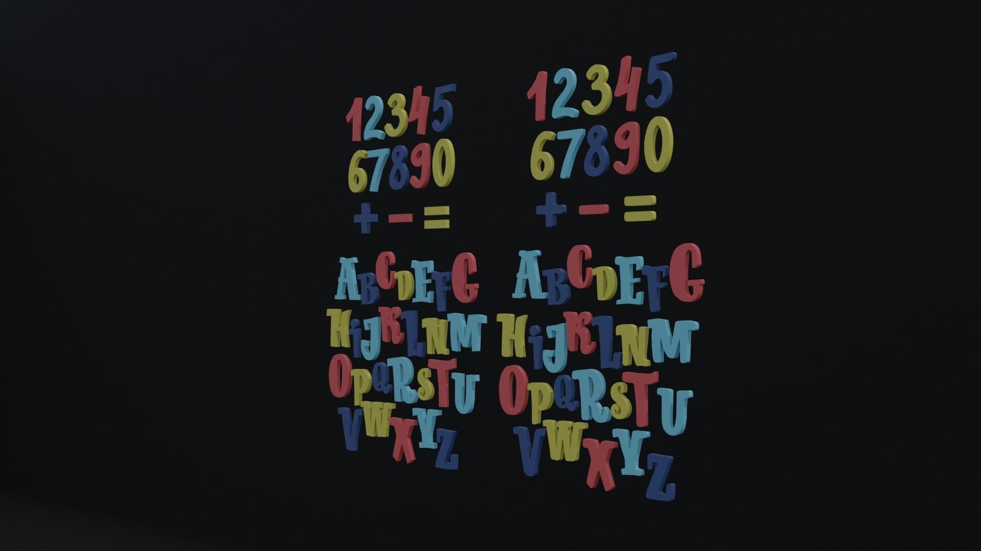 Cartoon Alphabet Low-poly 3D model_1