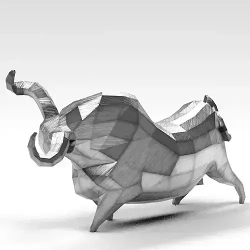 Geometric metal white bull figurine