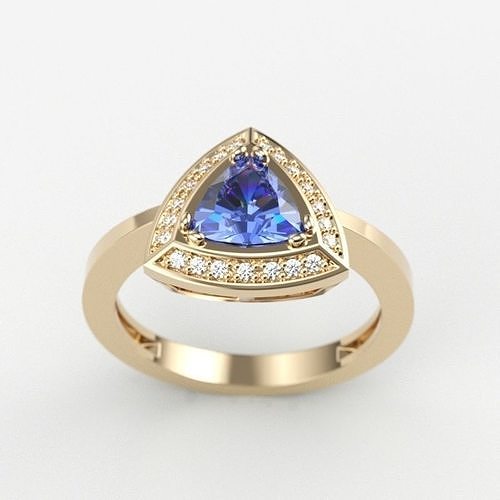 Solitaire Women Ring trillion 3dm stl 3D print model