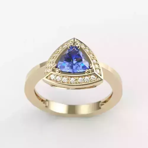 Solitaire Women Ring trillion 3dm stl 3D print model