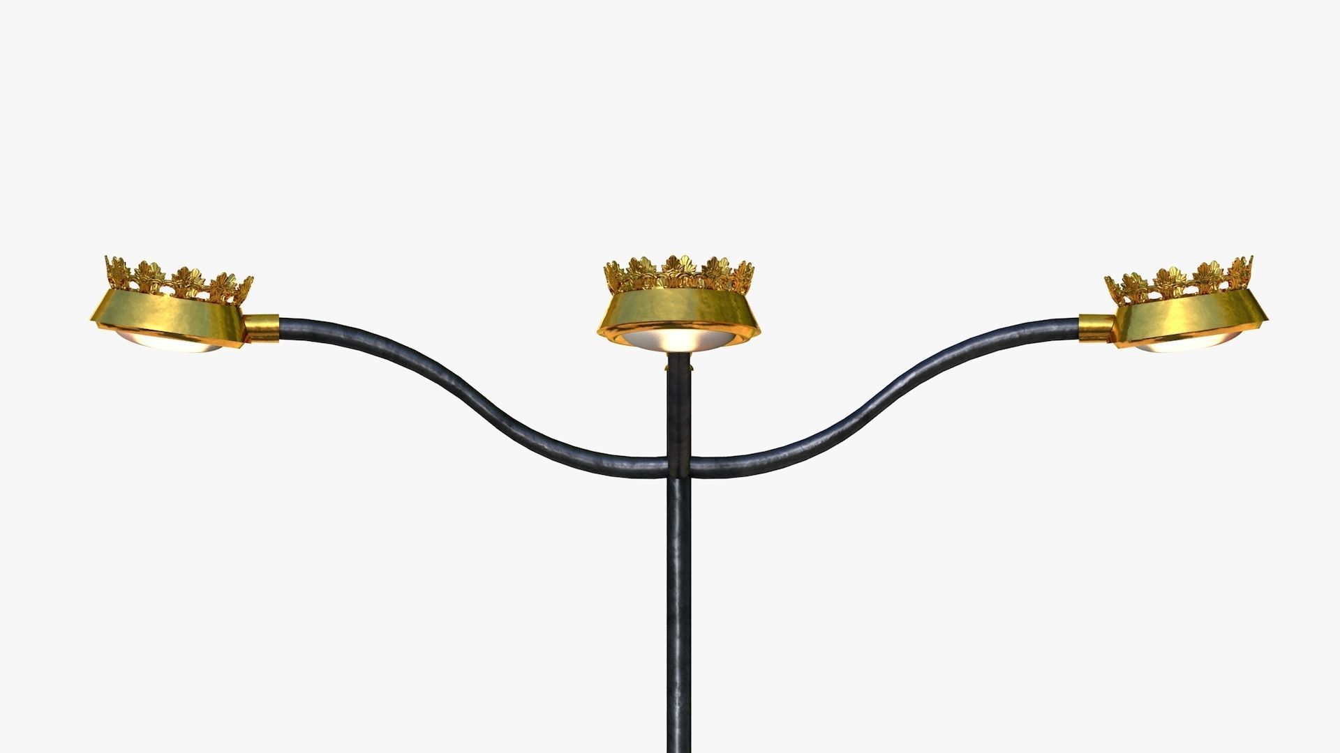 Cast iron street light lamp with 4 luminaries  3D model_4