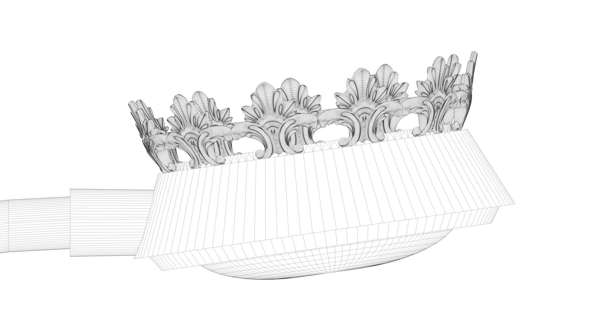 Cast iron street light lamp with 4 luminaries  3D model_12