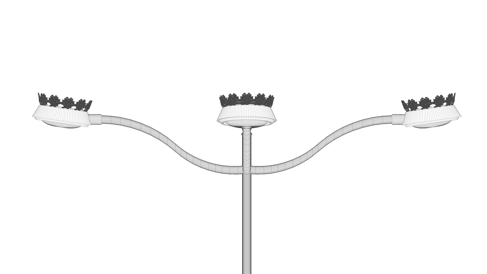 Cast iron street light lamp with 4 luminaries  3D model_11