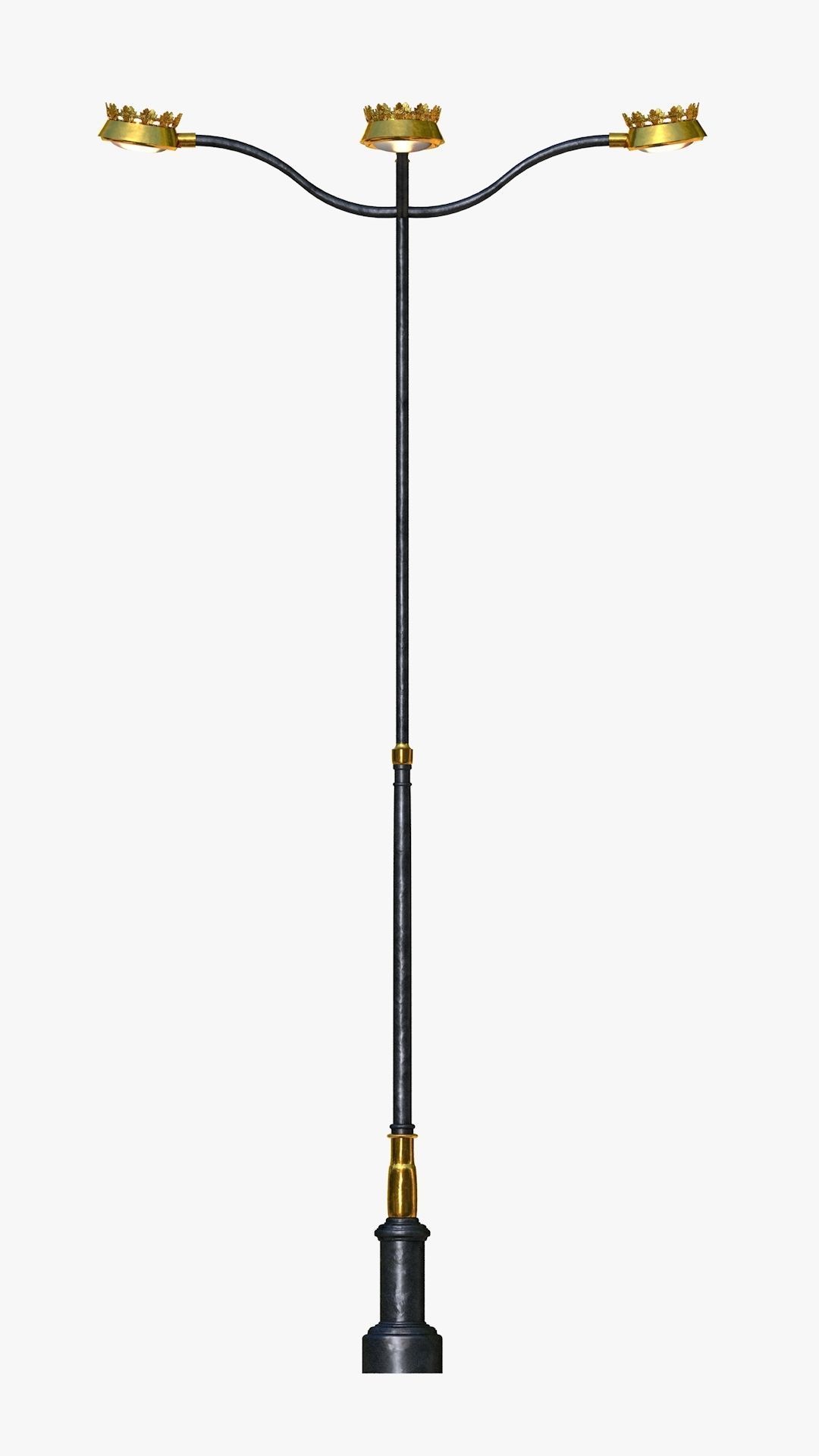 Cast iron street light lamp with 4 luminaries  3D model_3