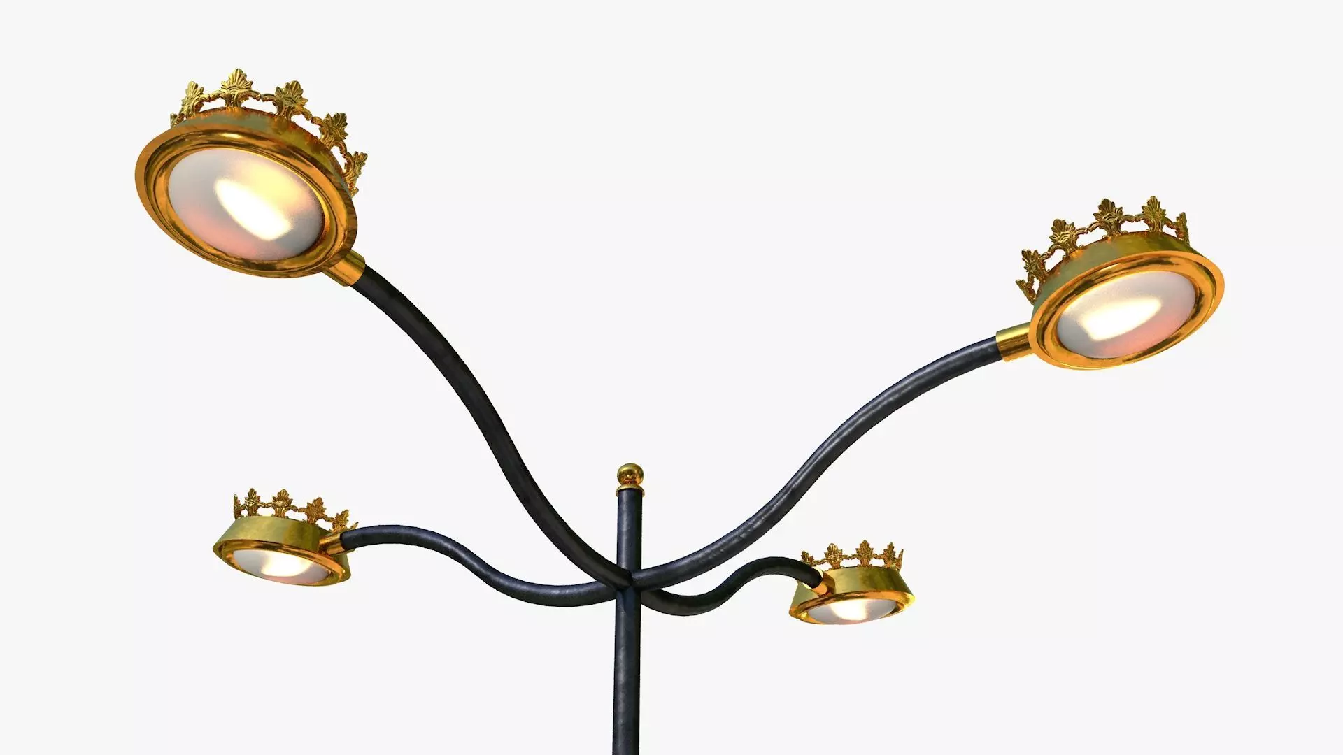 Cast iron street light lamp with 4 luminaries  3D model_0