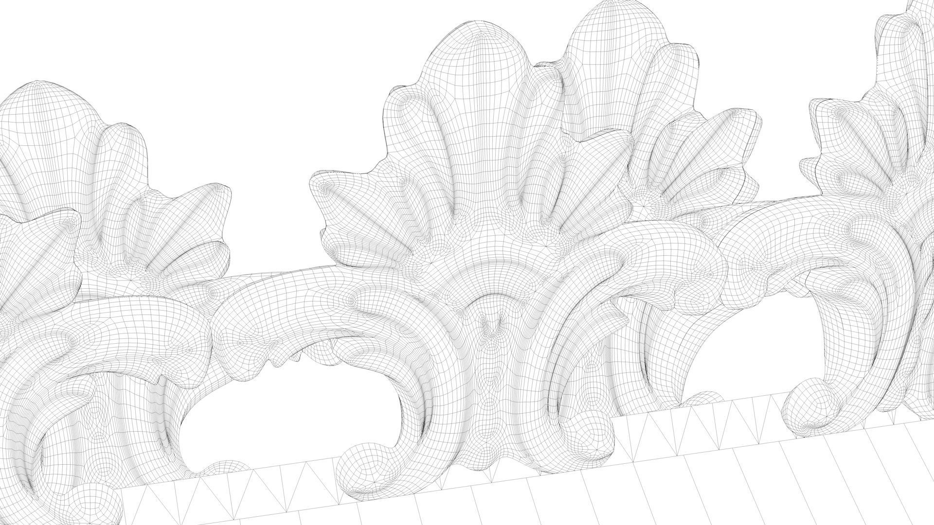 Cast iron street light lamp with 4 luminaries  3D model_13