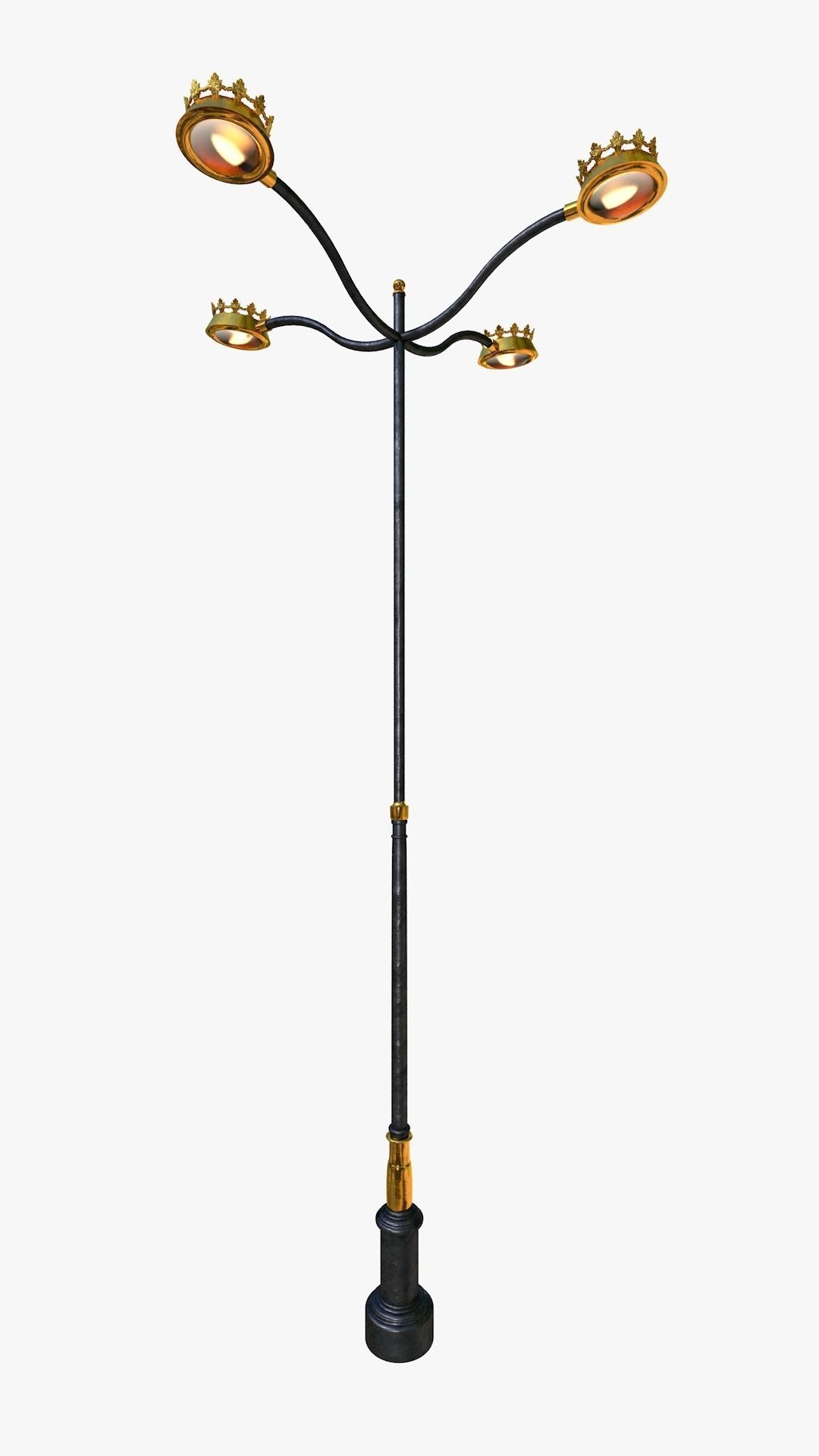 Cast iron street light lamp with 4 luminaries  3D model_1