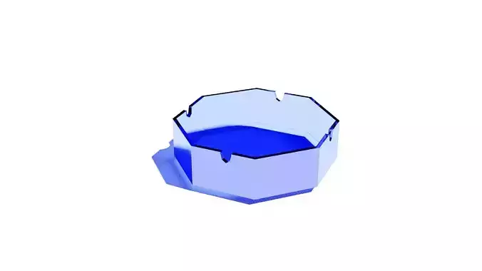 Ashtray glass actual size low-poly