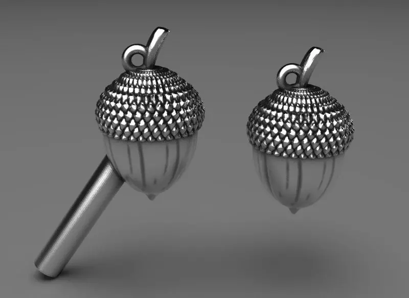 Acorn pendant or earrings 3D print model_0