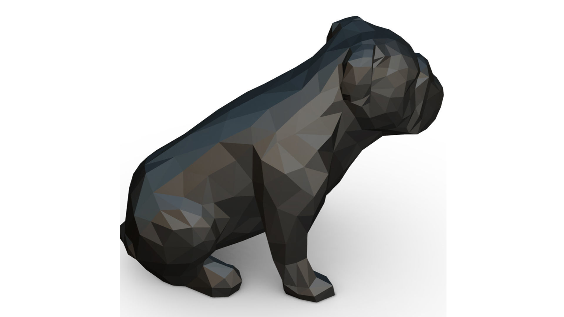 English bulldog low poly 3D print model_4
