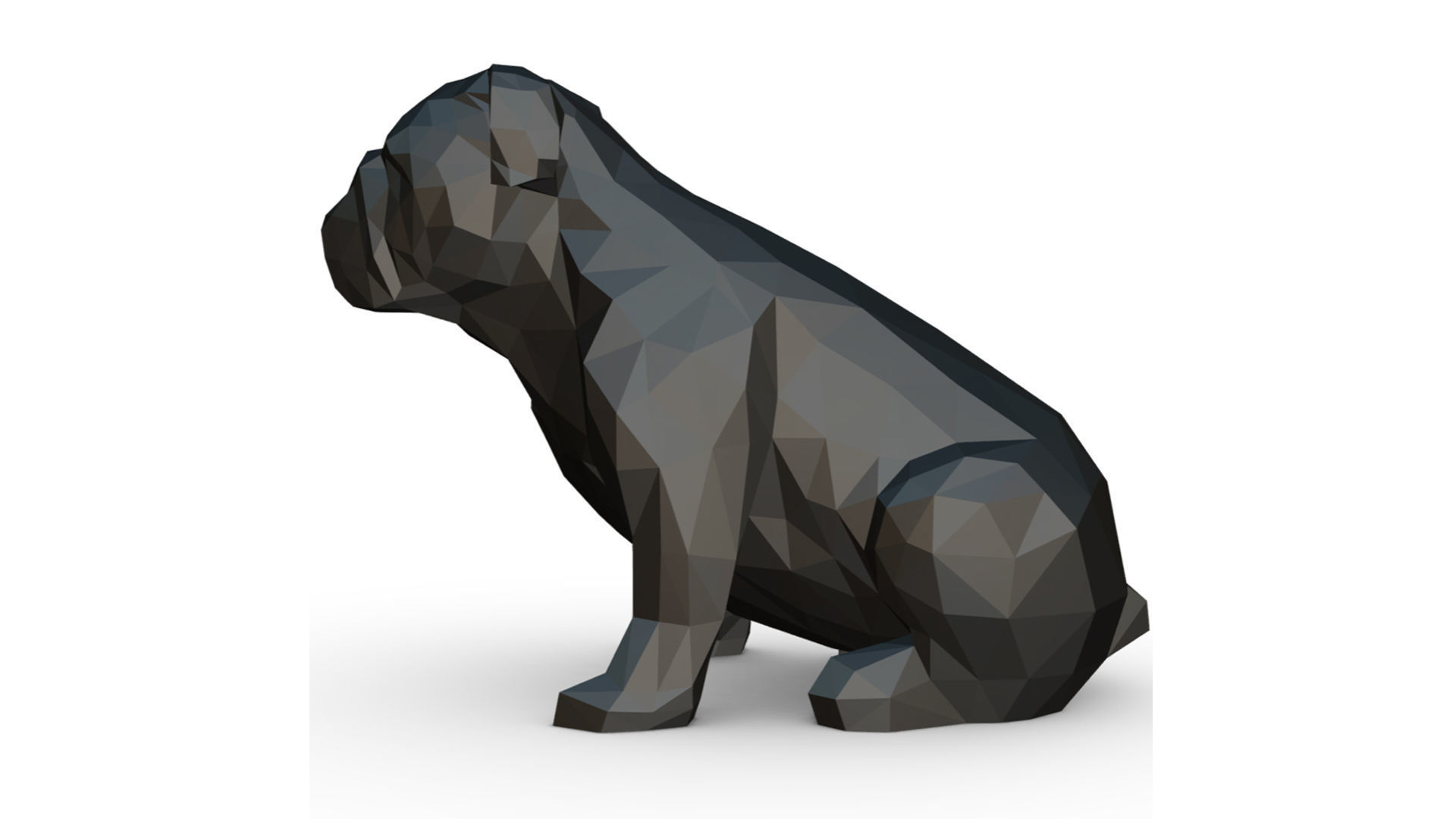 English bulldog low poly 3D print model_1