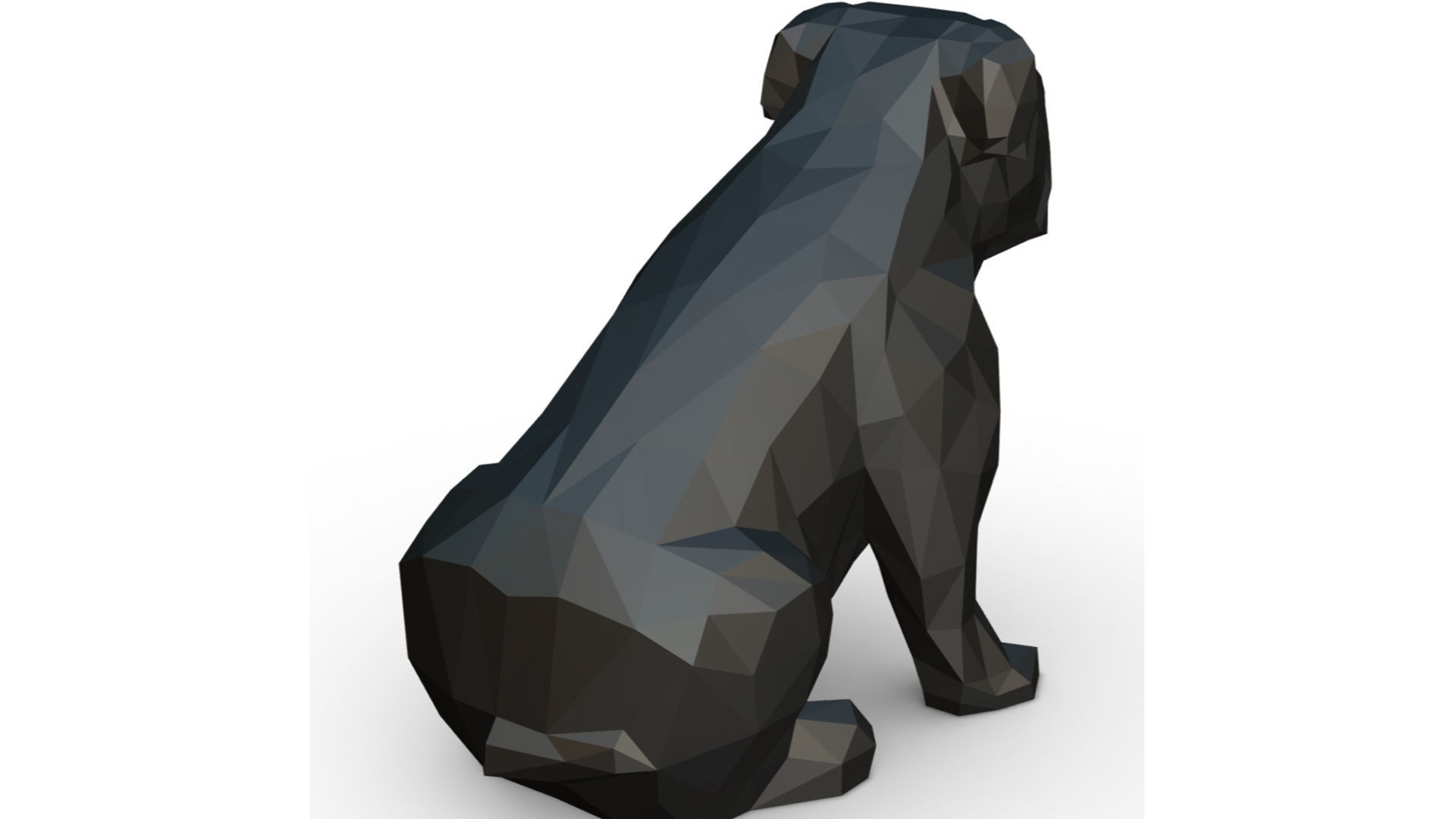 English bulldog low poly 3D print model_3