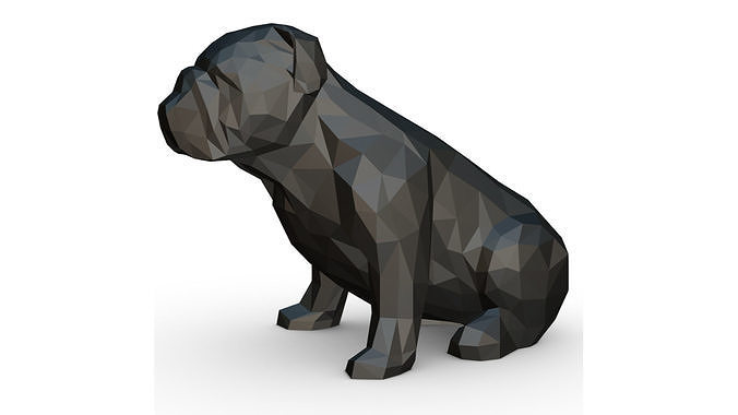 English bulldog low poly 3D print model