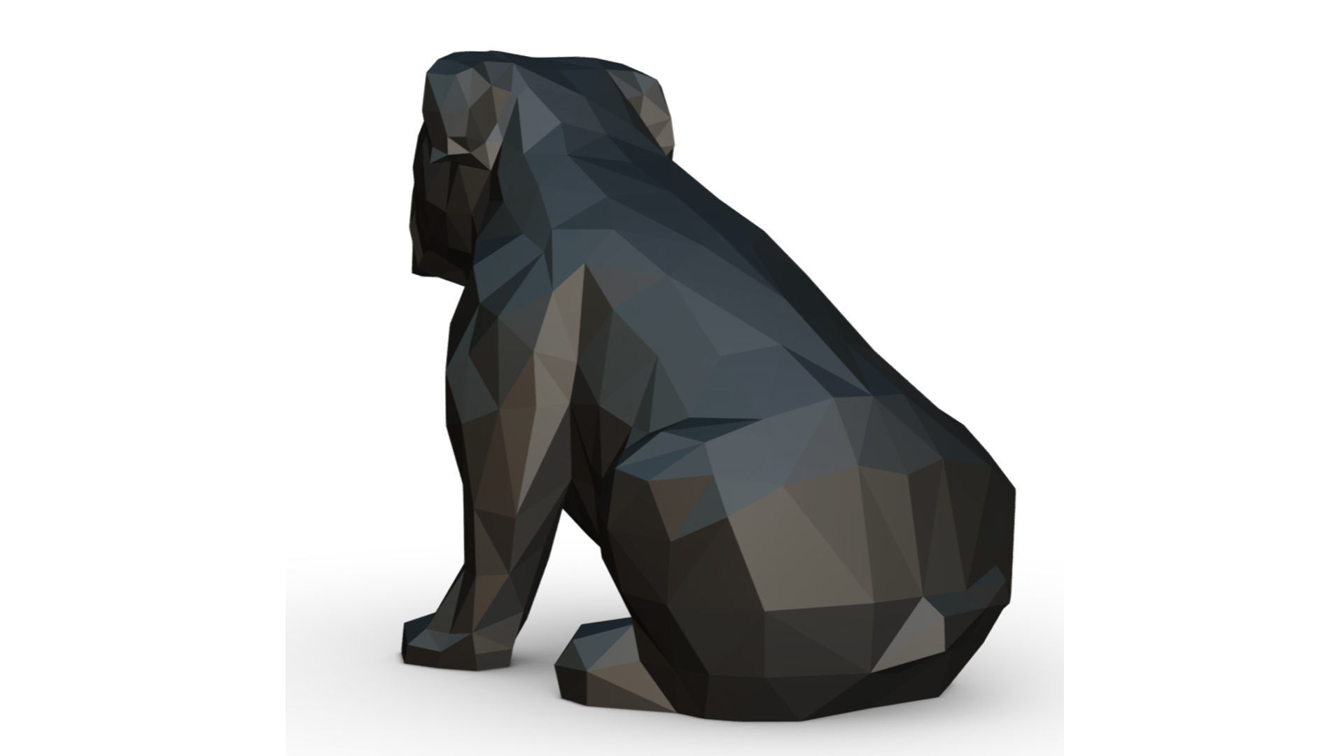 English bulldog low poly 3D print model_2