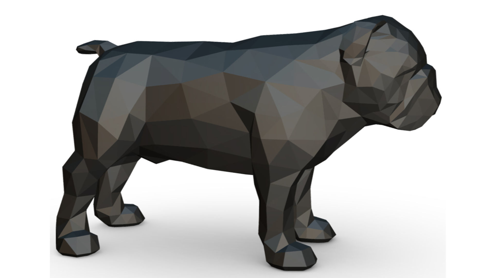 English bulldog low poly 3D print model_5