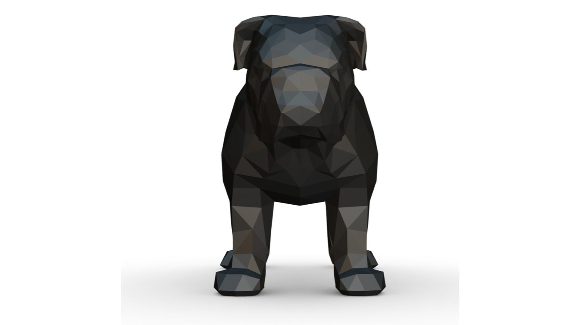 English bulldog low poly 3D print model_7