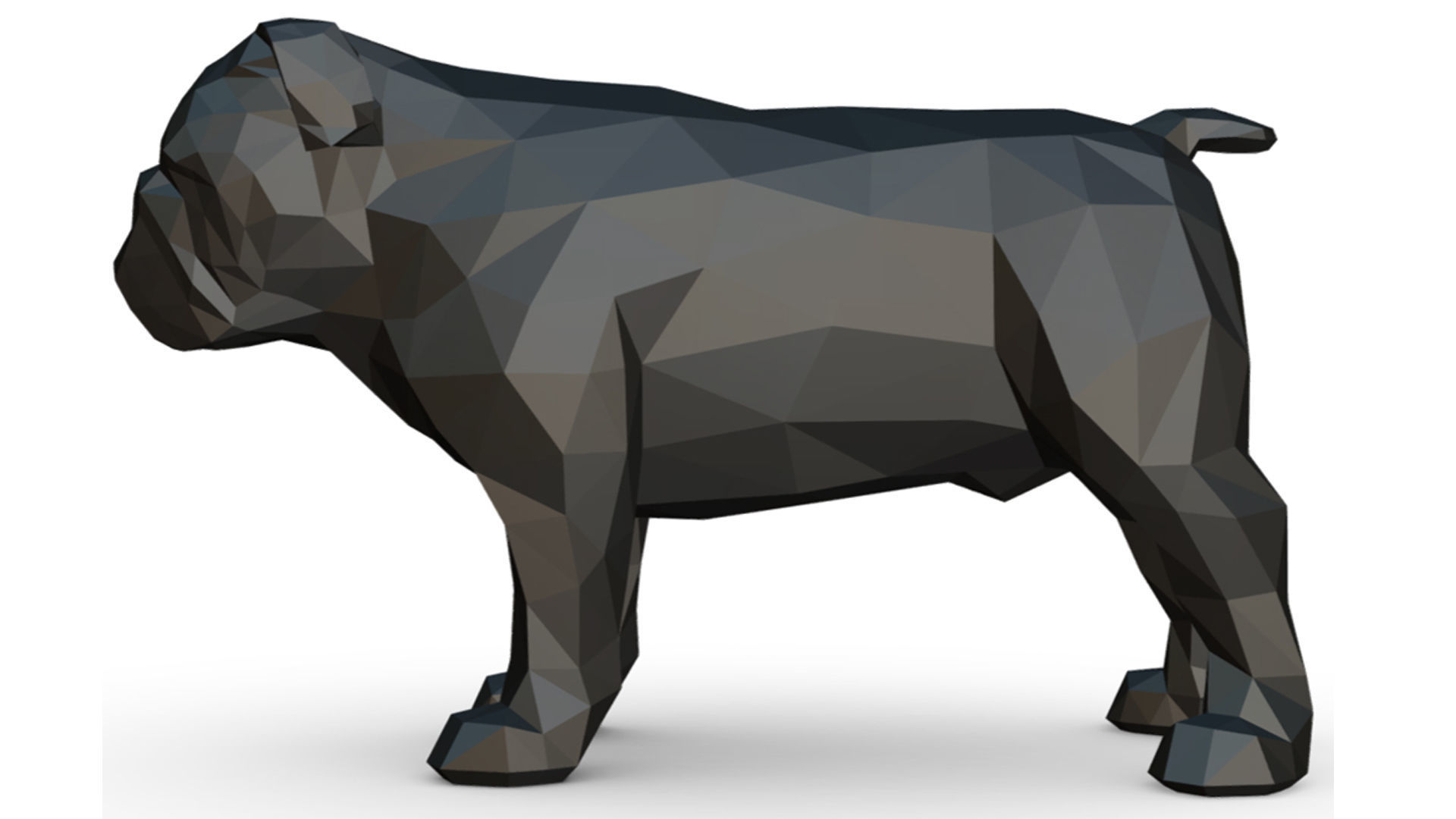 English bulldog low poly 3D print model_1
