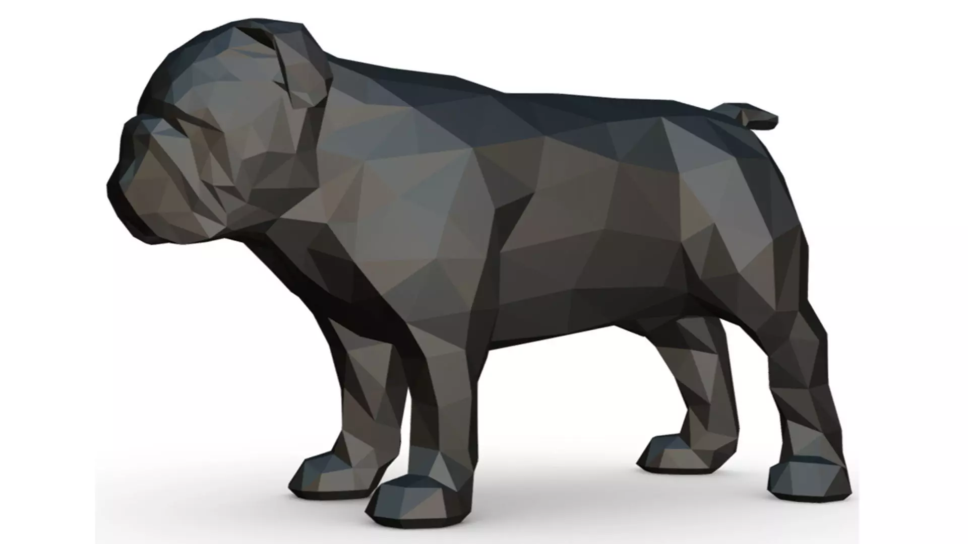 English bulldog low poly 3D print model_0