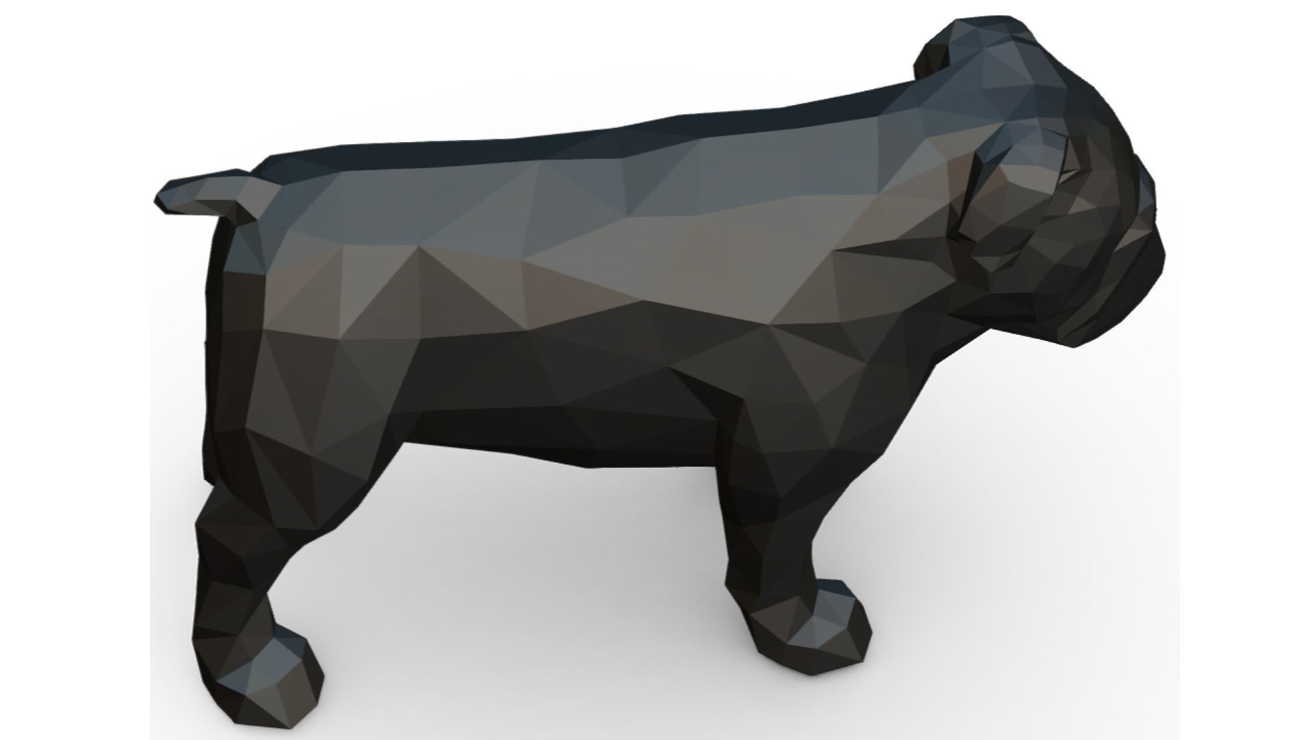 English bulldog low poly 3D print model_4