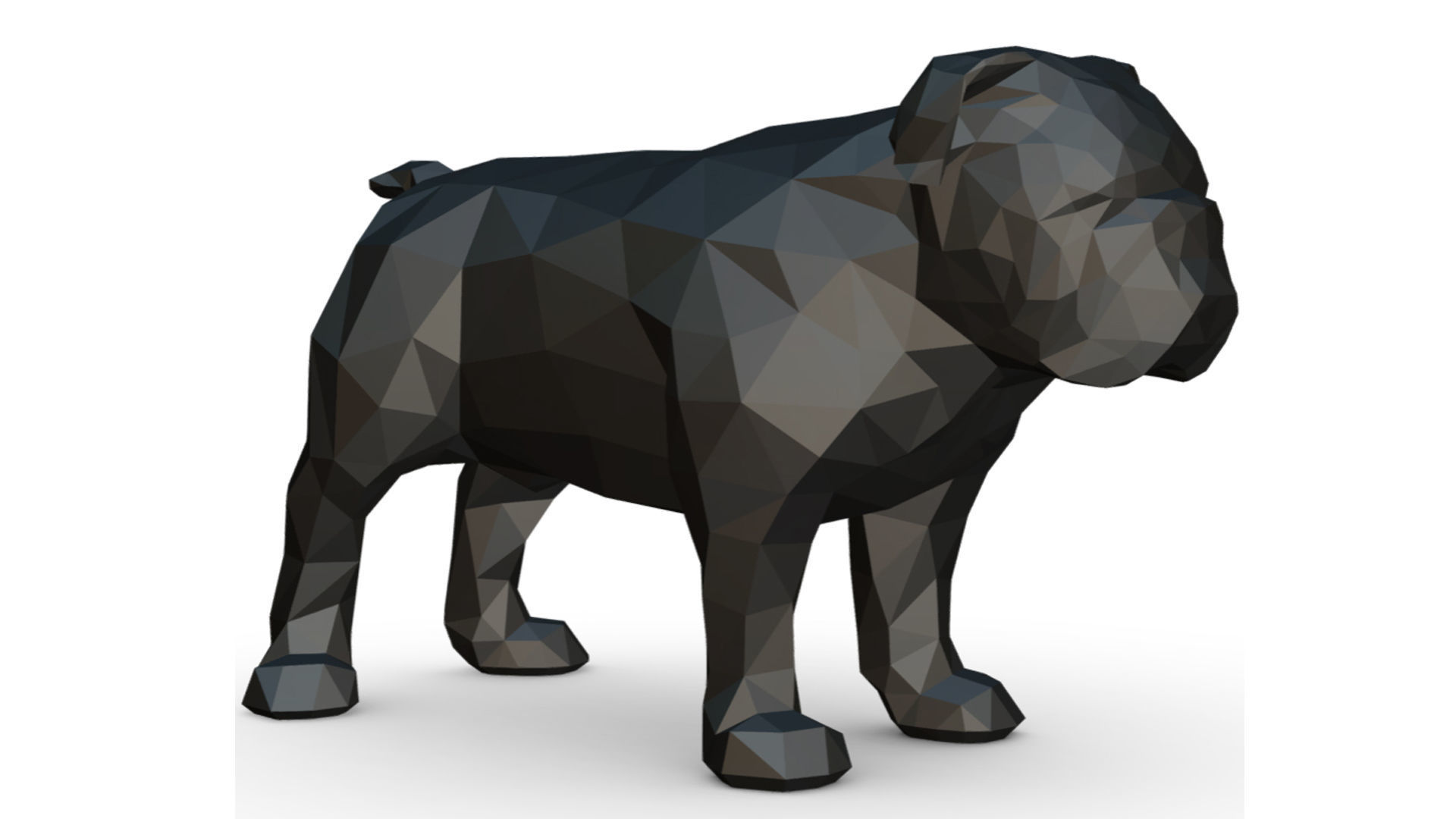 English bulldog low poly 3D print model_6