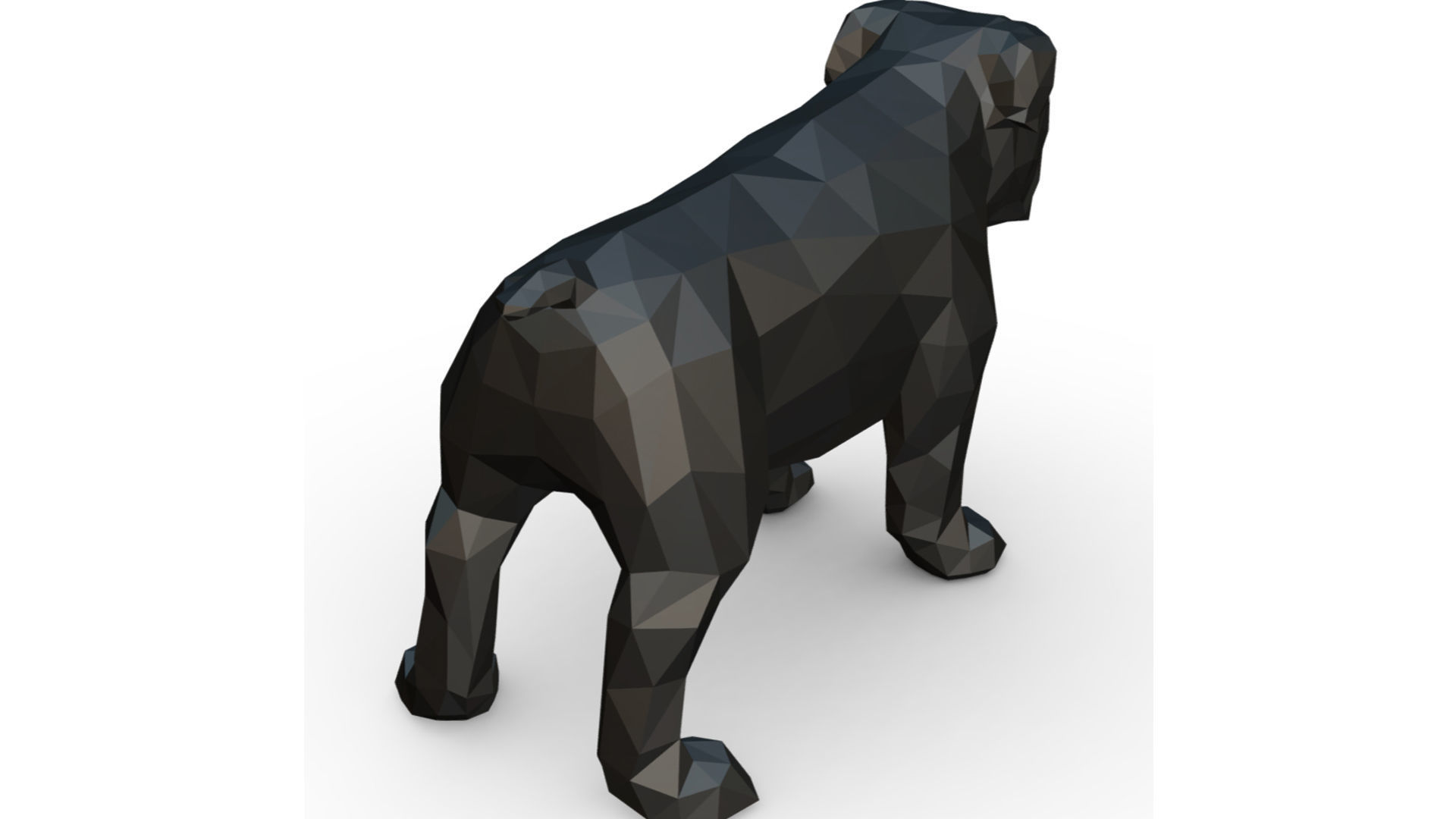 English bulldog low poly 3D print model_3